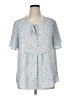 BLOOMCHIC 100% Polyester Blue Short Sleeve Blouse Size 14 - 16 - photo 1