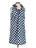 Mud Pie 100% Polyester Checkered-gingham Blue Casual Dress Size M - photo 1