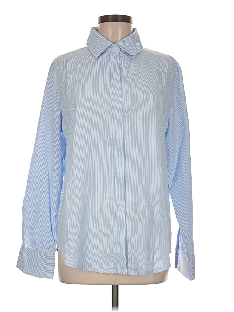 Commense Long Sleeve Button Down Shirt In Blue