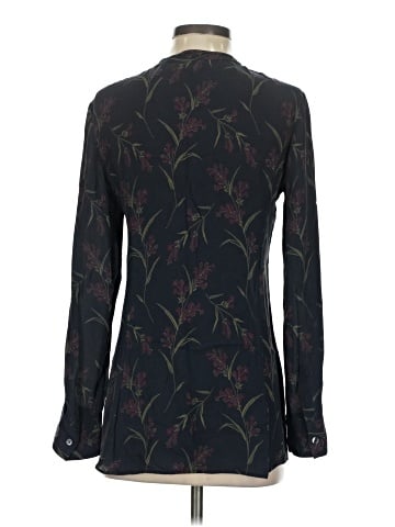 Theory Long Sleeve Silk Top (view 2)