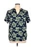 Ekouaer Tropical Blue Short Sleeve Blouse Size XL - photo 1