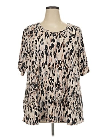 LOGO by Lori Goldstein Short Sleeve Blouse (view 1)