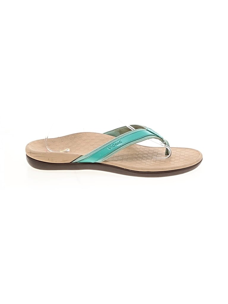 Pre-owned Vionic Flip Flops In Teal