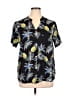 Ekouaer Tropical Black Short Sleeve Button-Down Shirt Size XL - photo 1