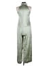 Nicholas 100% Silk Metallic Green Jumpsuit Size 4 - photo 2