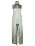 Nicholas 100% Silk Metallic Green Jumpsuit Size 4 - photo 1