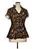 Allison Taylor 100% Polyester Animal Print Brown Short Sleeve Blouse Size 1X - photo 1