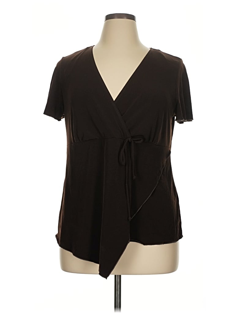 Pre-owned I.n. Studio Short Sleeve Blouse In Brown