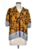 Lavender Brown 100% Polyester Floral Yellow 3/4 Sleeve Blouse Size L - photo 1