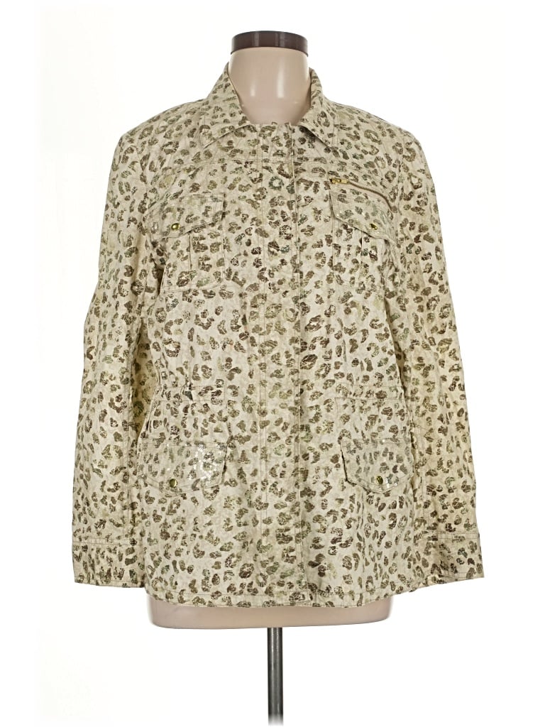 Pre-owned Chico's Faux Fur Jacket In Gold