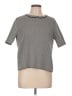 Adrianna Papell Checkered-gingham White Gray Short Sleeve Top Size L - photo 1