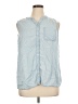 Chico's 100% Lyocell Blue Sleeveless Button-Down Shirt Size XL - photo 1