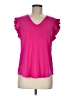 Adrianna Papell Pink Short Sleeve Top Size M - photo 1