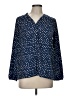 Maison Jules 100% Polyester Polka Dots Blue Long Sleeve Blouse Size L - photo 1