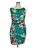 Bisou Bisou Print Teal Cocktail Dress Size 14 - photo 1