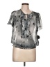 Apostrophe 100% Polyester Gray Short Sleeve Blouse Size Lg Petite - photo 1