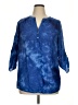 Faded Glory Tie-dye Blue 3/4 Sleeve Blouse Size 1X - photo 1