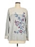 Coldwater Creek 100% Cotton Floral Gray Pullover Sweater Size M - photo 1