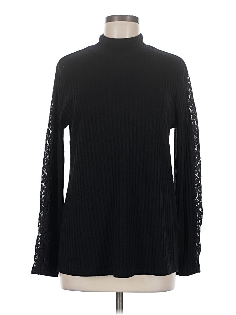 Pre-owned Susan Graver Turtleneck Sweater In Black