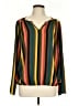 Allison Joy 100% Polyester Stripes Yellow Long Sleeve Blouse Size L - photo 1