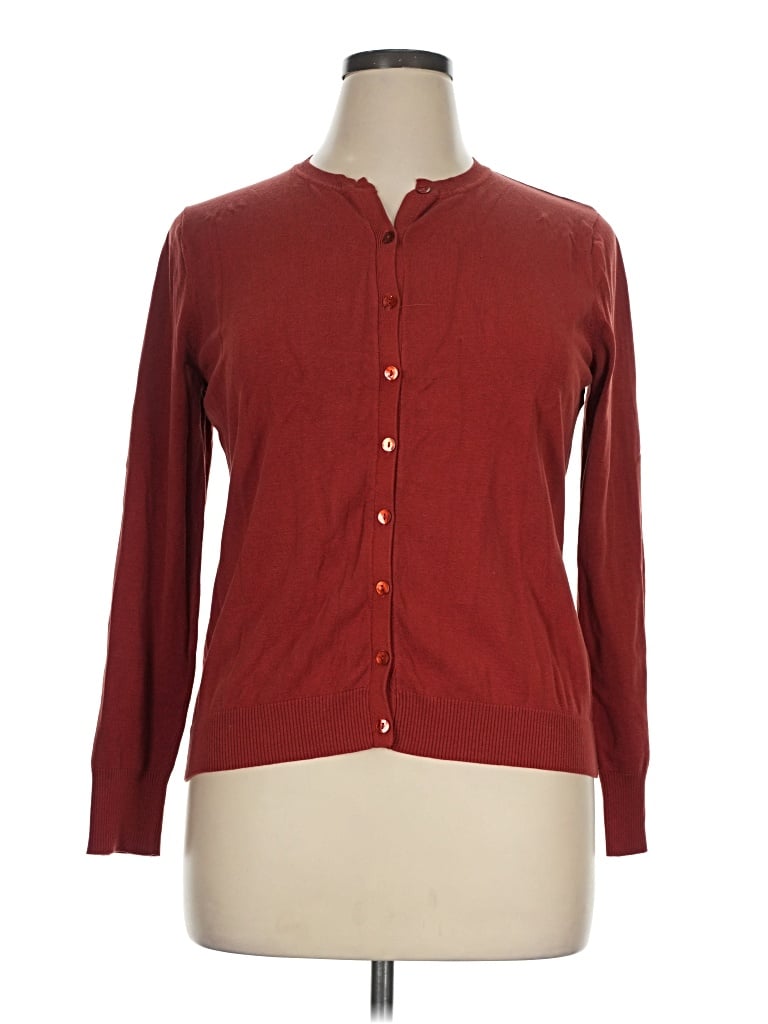 Pre-owned August Silk Cardigan Sweater In Burgundy
