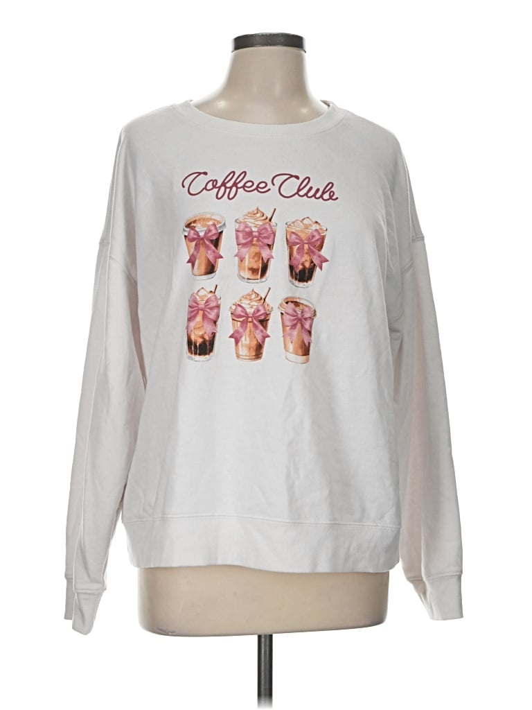 Pre-owned Francesca's Sweatshirt In White