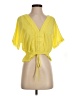 Miami 100% Polyester Yellow Short Sleeve Blouse Size S - photo 1