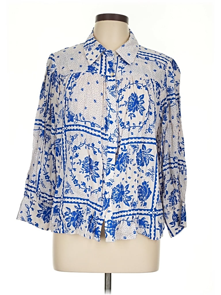 Pre-owned Pinch 3/4 Sleeve Blouse In Blue