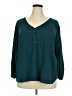 Max Studio Teal Long Sleeve Henley Size 3X - photo 1