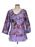 Click 100% Cupro Purple 3/4 Sleeve Blouse Size L - photo 1