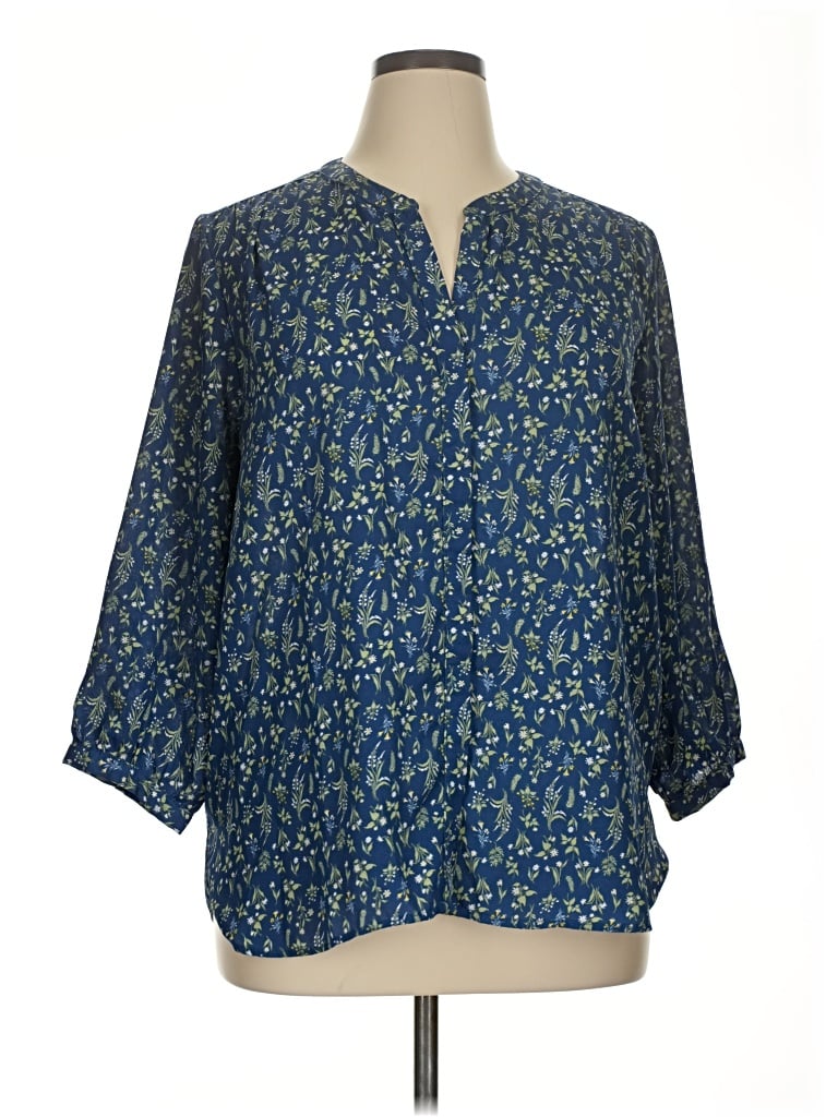 Pre-owned Jachs Girlfriend 3/4 Sleeve Blouse In Blue