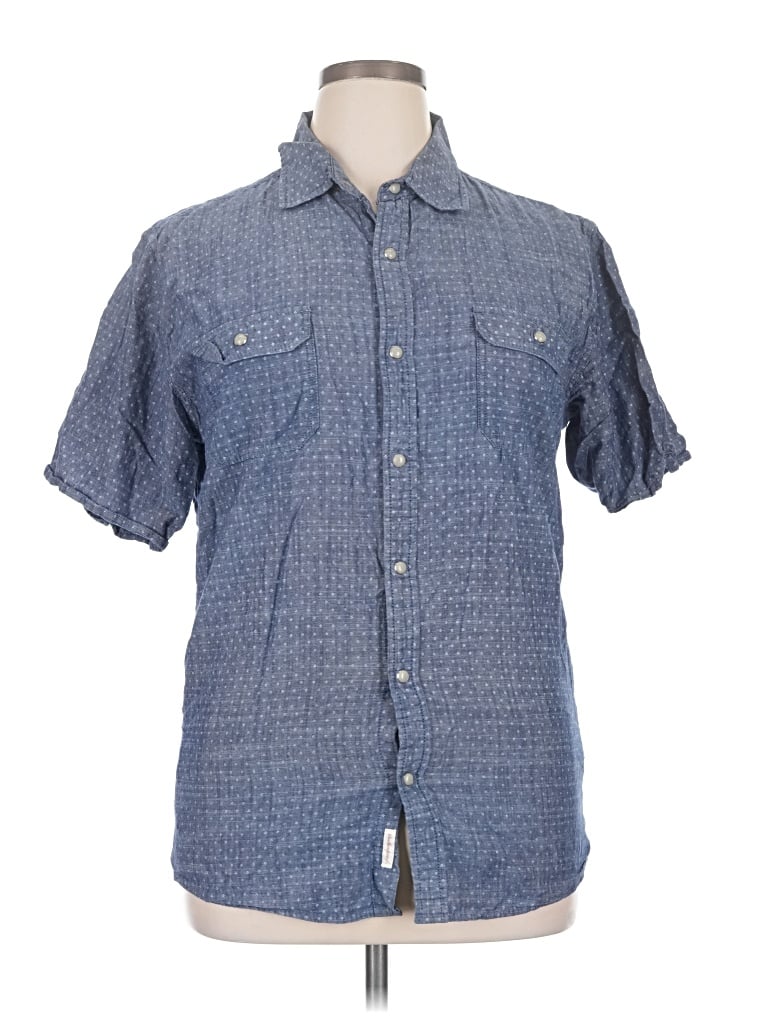 Pre-owned Weatherproof Short Sleeve Button Down Shirt In Blue