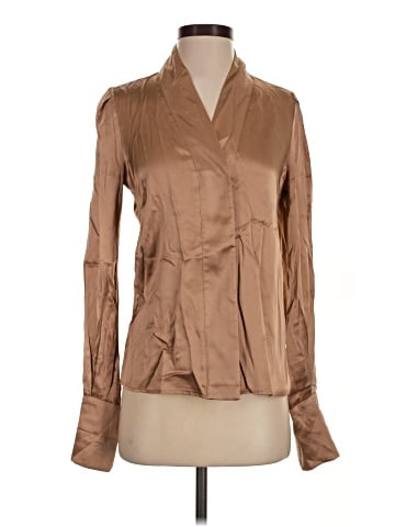 The Fold Long Sleeve Silk Top (view 1)