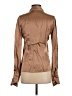 The Fold 100% Silk Tan Long Sleeve Silk Top Size 2 - photo 2