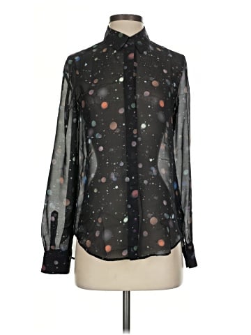 Theory Long Sleeve Silk Top (view 1)