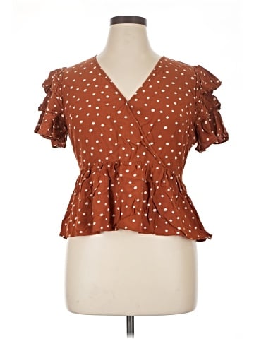 Madewell Tiered-Sleeve Peplum Top in Inkspot Dot (view 1)