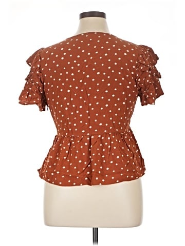 Madewell Tiered-Sleeve Peplum Top in Inkspot Dot (view 2)