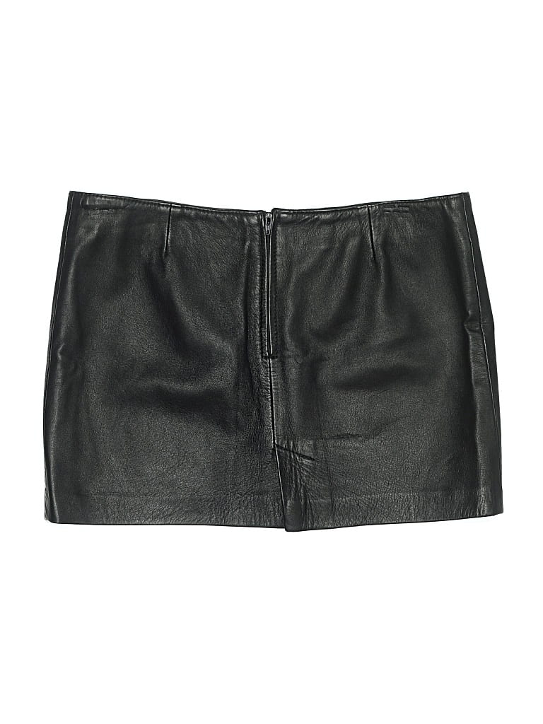 Pre-owned Assorted Brands Leather Skirt In Black