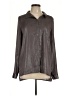 Trouve 100% Polyester Metallic Gray Long Sleeve Blouse Size L - photo 1