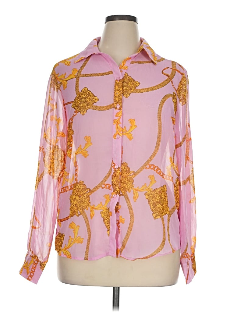 Pre-owned Timing Long Sleeve Blouse In Pink