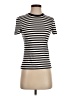 Theory 100% Cotton Stripes Ivory Short Sleeve Turtleneck Size S - photo 1