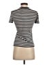 Theory 100% Cotton Stripes Ivory Short Sleeve Turtleneck Size S - photo 2