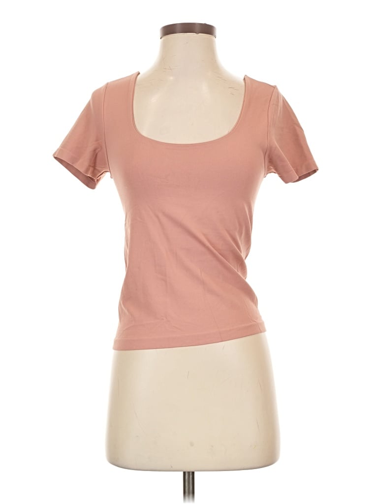 Pre-owned Bke Short Sleeve Top Tan Scoop Neck Tops
