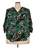 Torrid 100% Polyester Floral Green 3/4 Sleeve Blouse Size 2X Plus (2) - photo 1