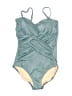 Lands' End Metallic Teal One Piece Swimsuit Size 10 - photo 1