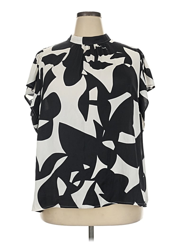 Pre-owned Nine West Short Sleeve Blouse In Black