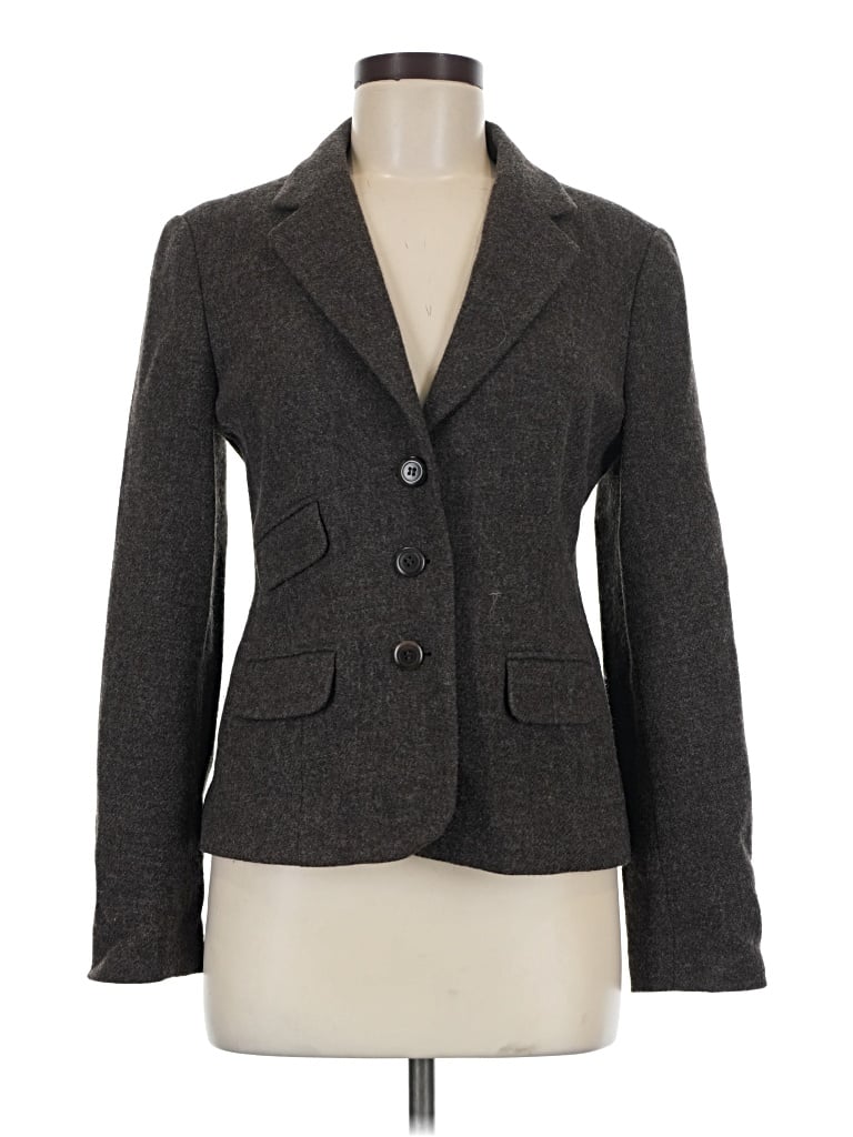 Pre-owned Garnet Hill Wool Blazer Jacket In Gray