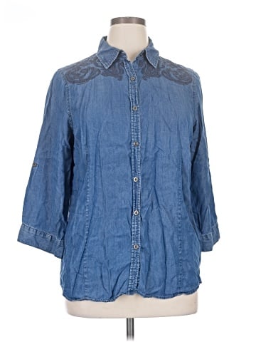 Christopher & Banks 3/4 Sleeve Button-Down Shirt (view 1)