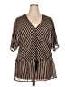 Coldwater Creek 100% Polyester Stripes Brown Romper Size 1X - photo 1