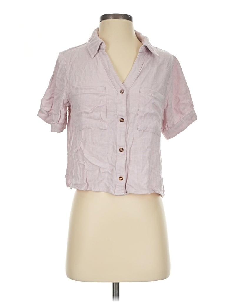 Pre-owned Kori America Short Sleeve Blouse In Pink